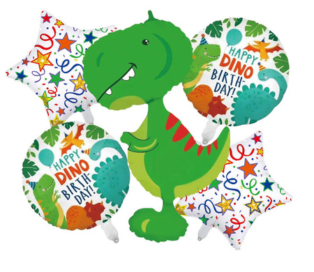 Foil balloons. Birthday set. Dinosaur. Green 5 el.