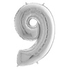 The foil balloon numeral 9, silverware, 66 cm Grabo