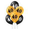 A set of balloons for 40th birthday, black and gold, 30cm, 10pcs