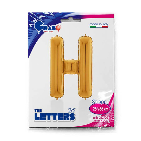 Foil balloon Letter H, 66cm, Gold