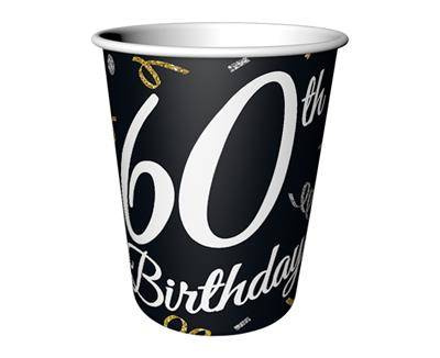 B & C 60 Birthday paper cups, 60th birthday, 6 pcs.