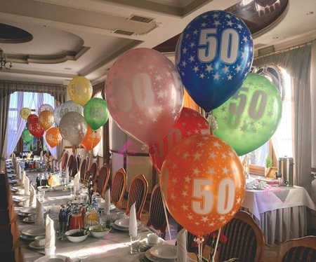 Latex balloons with number '80', 30cm metallic mix various colors (1 op. / 6 pcs.)