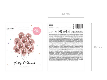 Glossy balloons, Rose gold Rose gold chrome glossy, 45cm, 5 pcs.