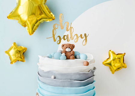 Paper "Oh Baby" Gold Baby Shower Topper, 25cm.