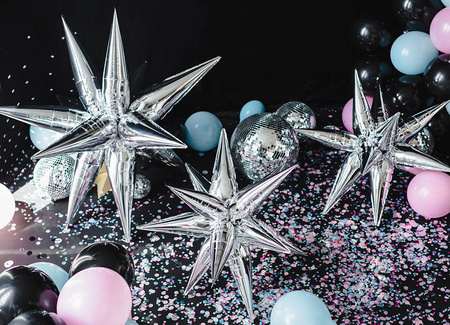 Foil balloon Star 3D, 95cm, silver