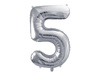 The number 5 Foil balloon, 86cm, silver