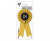 Rosette for 18th Birthday, Anniversary gold-black, 8 cm