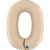 Foil Balloon Number 0, Satin Cream, 66 cm Grabo