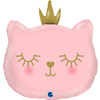 Foil balloon kitten with pink crown, 66 cm