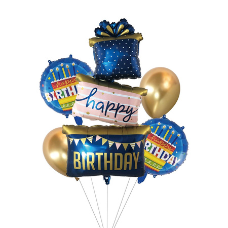 Folienballons, Geburtstagsset marineblau 5 el.