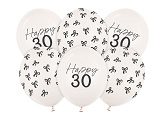 Luftballons 30 cm, 30. Geburtstagsset, Pastell Off-White
