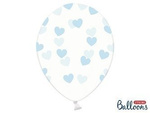 Ballons, Blau, Transparent, Herzen, 30 cm (1 Pk. / 6-tlg)