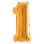 Folienballon Zahl 1, Gold, 66 cm Grabo