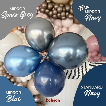 Latex Balloons Kalisan Mirror Navy, 30cm, 50 pcs.
