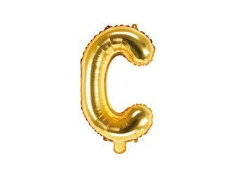 Foil balloon letter C, 35cm, gold