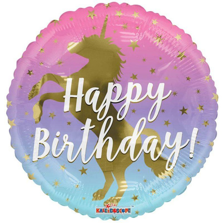 Foil balloon Unicorn, Happy Birthday, 46 cm