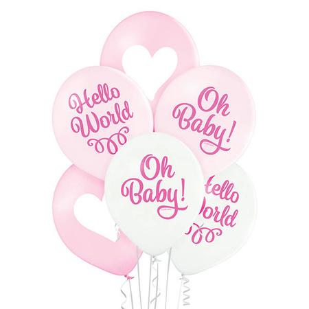 Latex balloons Oh baby girl 30 cm, 6 pcs