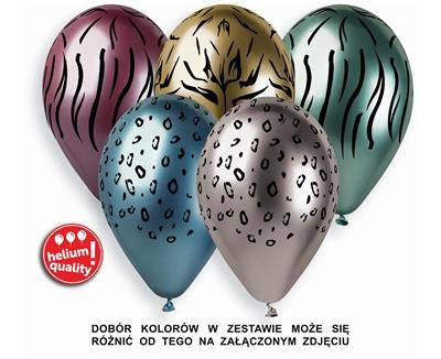 Balloons latex Chrome Safari animal patterns, 33cm 5 pcs.