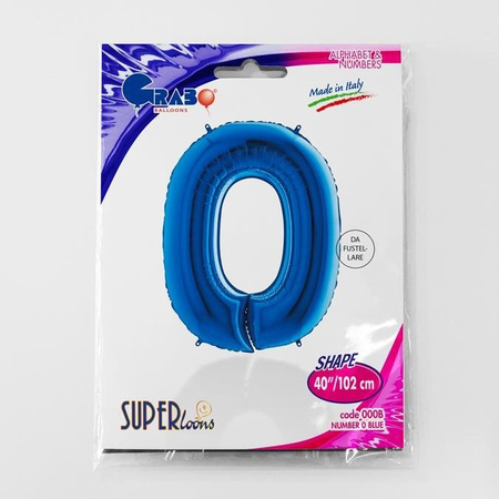 The foil balloon Blue Number 0 - 102 cm Grabo