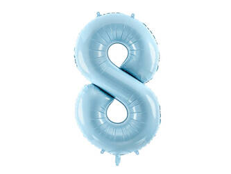 The number 8 Foil balloon, 86cm, light blue
