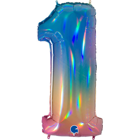 Foil Balloon Number 1, Colorful rainbow 102 cm Grabo