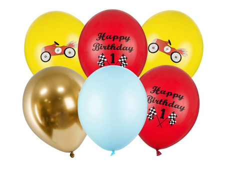 Latex balloons Happy Birthday, Auto 30cm, 6 pcs