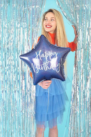 Folienballon Happy Birthday! Marineblauer Stern 40 cm