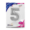 The foil balloon numeral 5, Silver, 66 cm Grabo