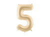 The number 5 Foil balloon, 72cm, beige, cream