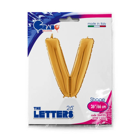 Foil balloon Letter V, 66cm, Gold
