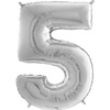 Foil balloon numeral 5 Silver - 102 cm Grabo