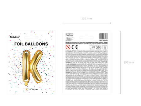 Folienballon Buchstabe K, 35cm, Gold