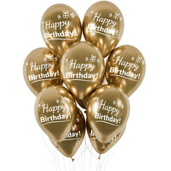 Balloons zum Geburtstag, goldene Chrom, 30cm, 10 Stk.