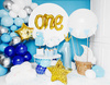 Foil balloon digit 1 with crown, blue, 90cm