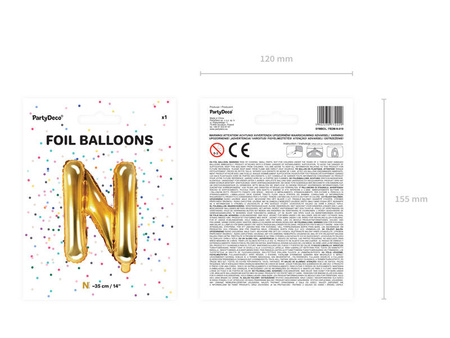 Foil balloon letter N 35cm, gold