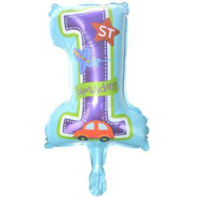 Digit 1 for one year - Foil balloon 33 cm - blue