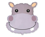Folienballon Hippopotamus, Kopf, 55 cm
