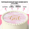 Baby Shower Boy cake topper edible wafer round 20 cm premium, vegan, gluten-free, cut