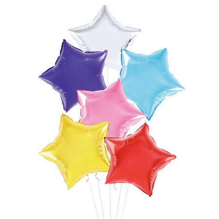 Foil balloon Stars Mix colors 46cm, 6 pcs