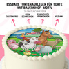 Safari cake topper edible wafer round 20 cm premium, vegan, gluten-free, cut