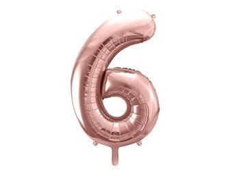 Foil balloon digit '6', 86cm, pink gold