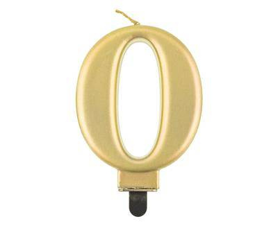Kerze Nummer 0, Metallic-Gold, 8 cm