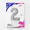 Foil balloon number 2 Silver - 102 cm Grabo