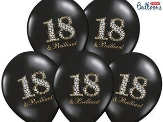 Latex balloons 18 birthday, Pastel Black 30cm, 6 pcs.