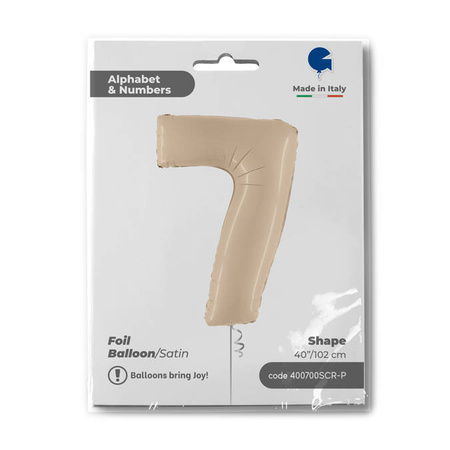 Folienballon Nummer 7, Satin Creme 102cm Grabo