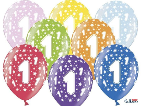 Latexballons, Strong Ballons, 1rd Birthday, Geburtstag, Metallic Mix, 6 PCs.