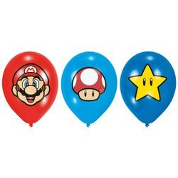 Latex balloons Super Mario Bros 28cm, 6 pcs