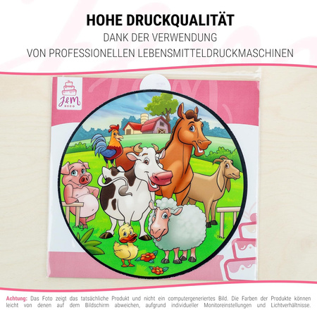 Safari cake topper edible wafer round 20 cm premium, vegan, gluten-free, cut