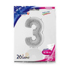 The foil balloon numeral 3, silverware, 66 cm Grabo