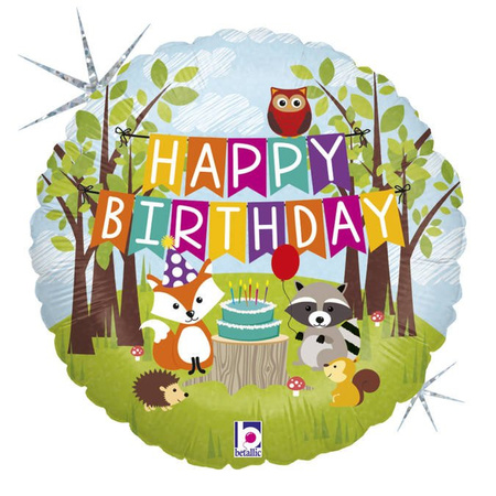 Happy Birthday Ballon Waldtiere 46 cm